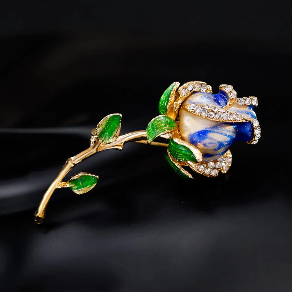 Rhinestone enamel rose brooch-fashion accessories-holiday brooch-perfect gift for women