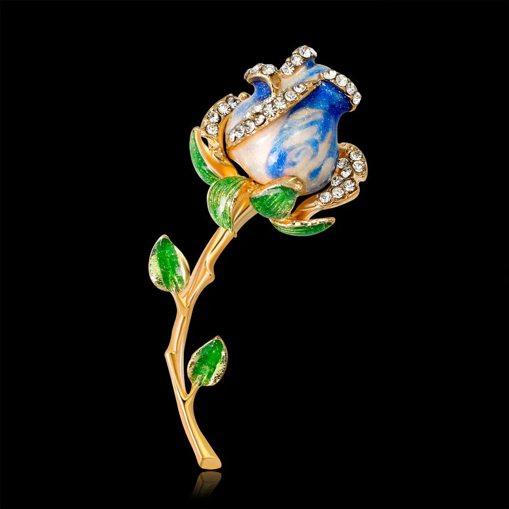Rhinestone enamel rose brooch-fashion accessories-holiday brooch-perfect gift for women