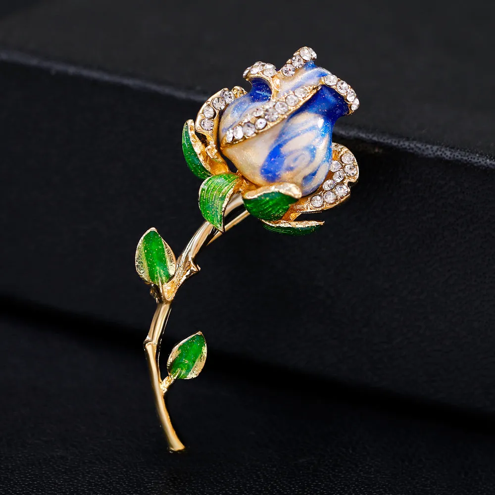 Rhinestone enamel rose brooch-fashion accessories-holiday brooch-perfect gift for women