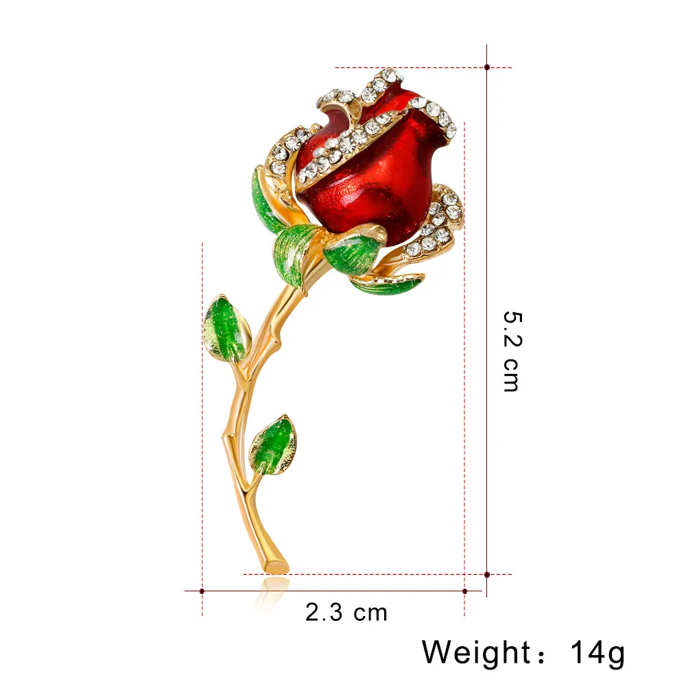 Rhinestone enamel rose brooch-fashion accessories-holiday brooch-perfect gift for women