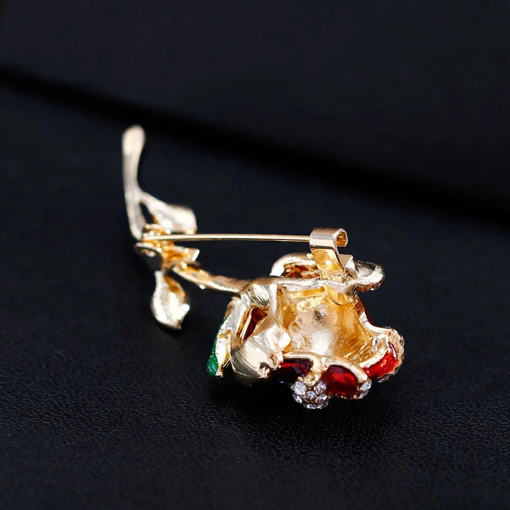 Rhinestone enamel rose brooch-fashion accessories-holiday brooch-perfect gift for women