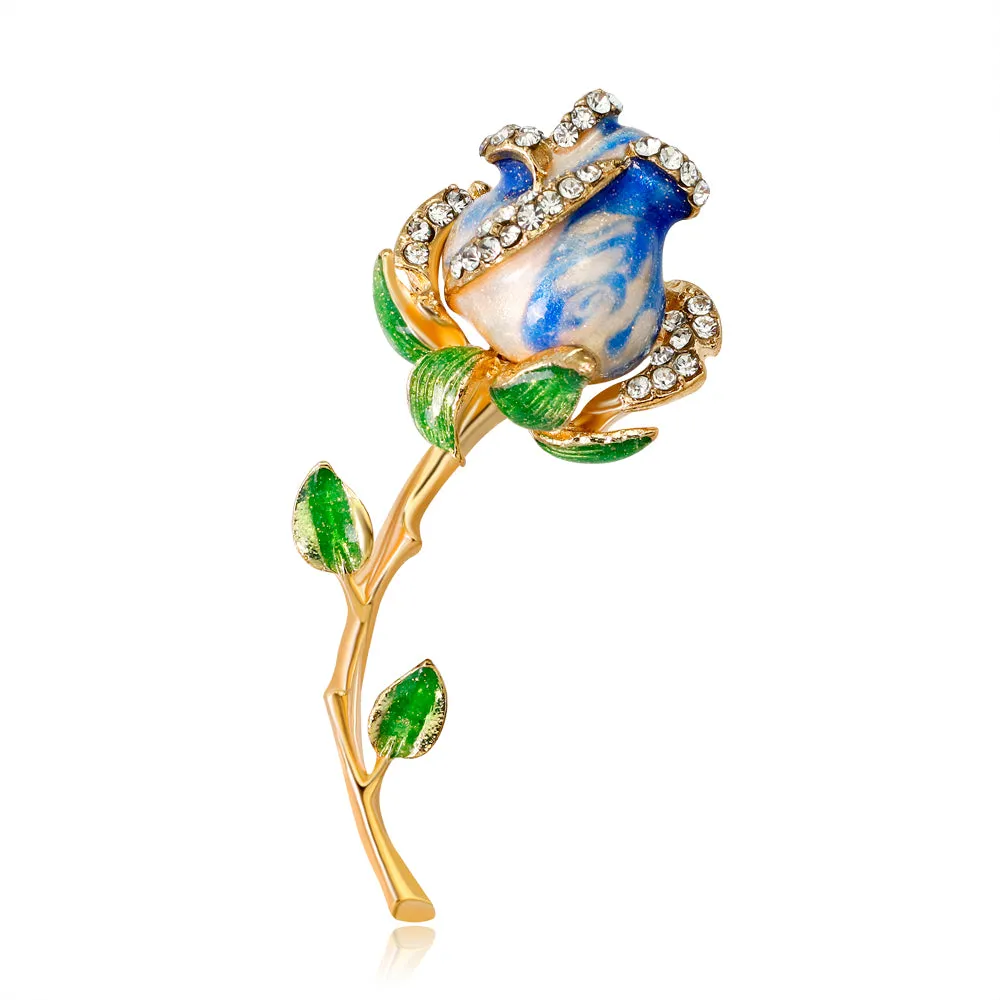 Rhinestone enamel rose brooch-fashion accessories-holiday brooch-perfect gift for women