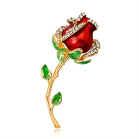 Rhinestone enamel rose brooch-fashion accessories-holiday brooch-perfect gift for women
