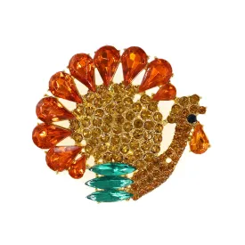 Rhinestone Gold Tone Turkey Chicken Brooch Pin Clear Crystal Animal Accessories Christmas Brooch,fashionable Jewelry  for Gift,suitable for Daily Life