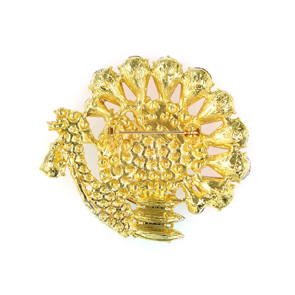Rhinestone Gold Tone Turkey Chicken Brooch Pin Clear Crystal Animal Accessories Christmas Brooch,fashionable Jewelry  for Gift,suitable for Daily Life