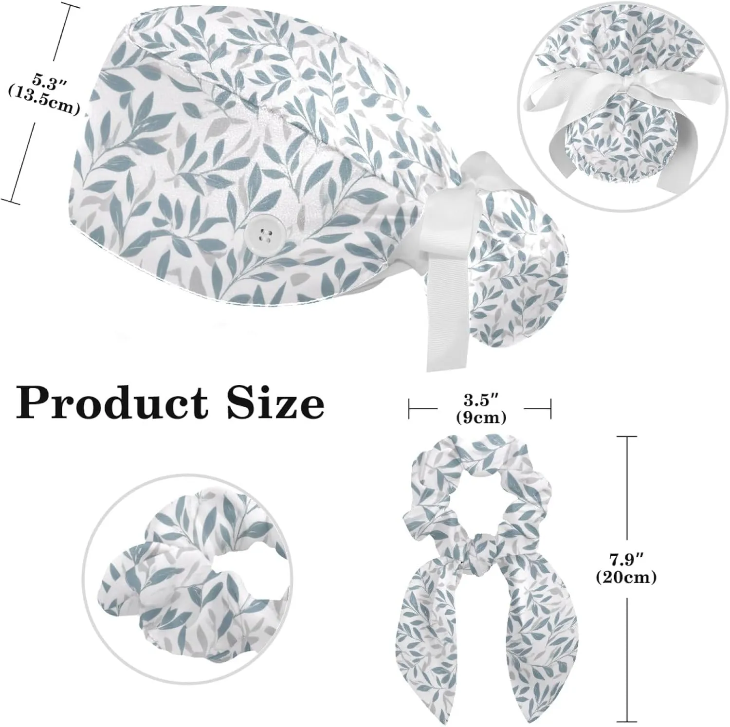 Scrub Caps Women, Ponytail Holder Surgical Cap with Hair Scrunchy