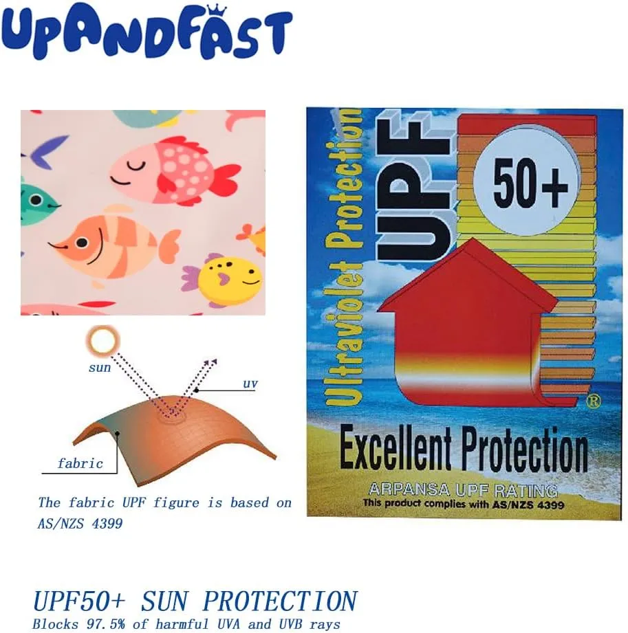 upandfast Baby/Toddler Girls Sunsuit Swimsuit with Snap Bottom UPF 50  Infant One Piece Rashguard Swimwear