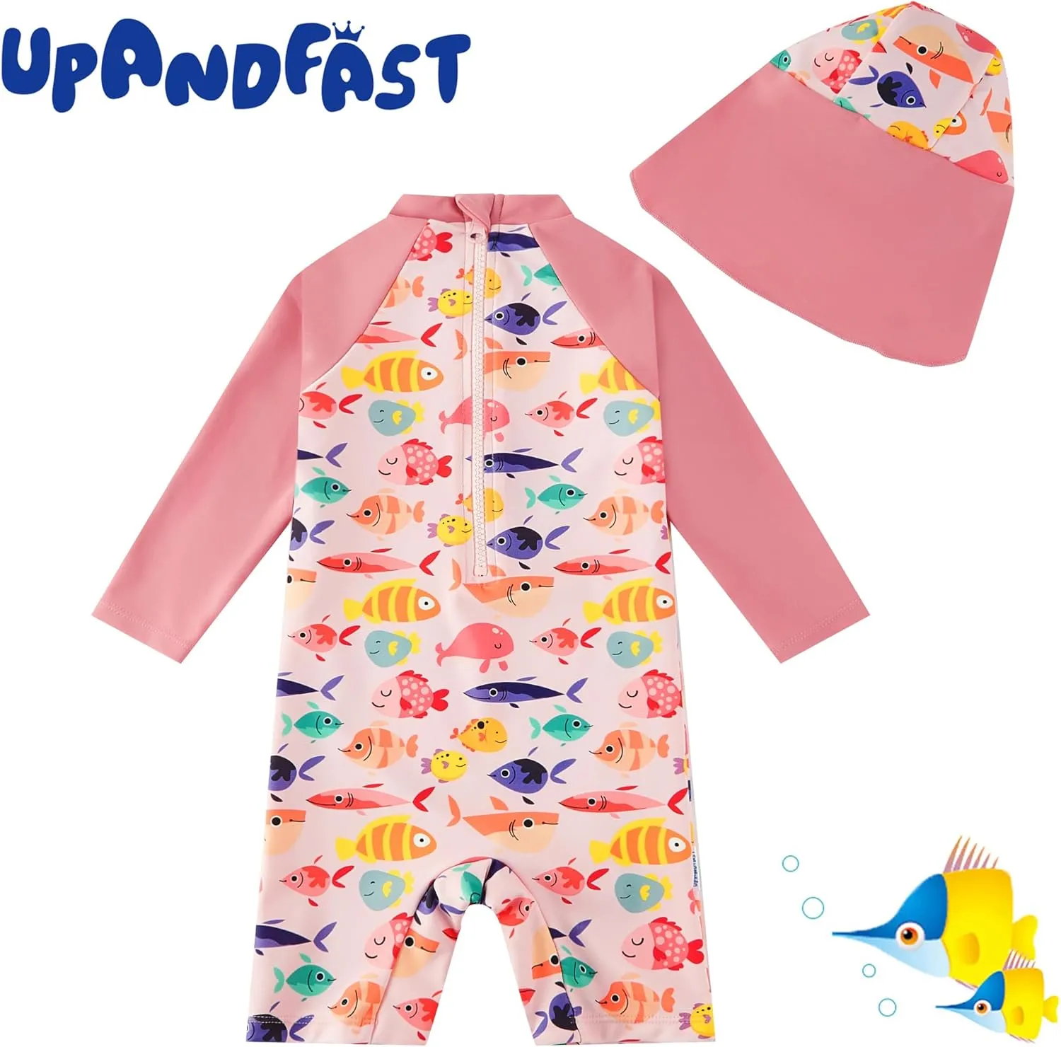 upandfast Baby/Toddler Girls Sunsuit Swimsuit with Snap Bottom UPF 50  Infant One Piece Rashguard Swimwear