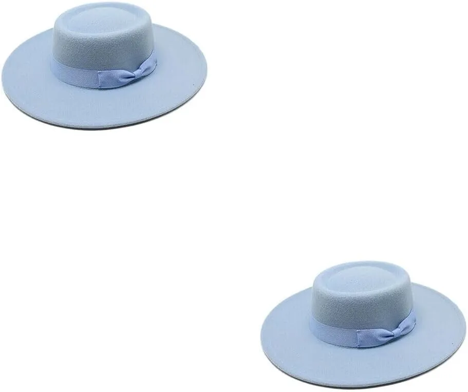 US Women Ladies Elegant Bow Fedora Wide Brim Felt Panama Retro Church Derby Top