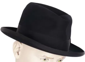 Vintage 50s Imperial Stetson Homburg Black Fedora Hat Mens Size 7 3/8 Large