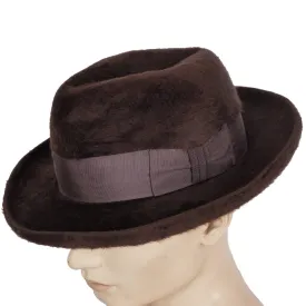 Vintage Biltmore Canadian Beaver Fedora Hat Plush Fur Felt Homberg Stetson Size 7 3/8