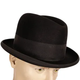 Vintage Lock and Co English Homburg Hat - Black Formal Fedora Size 7 1/8 to 7 1/4