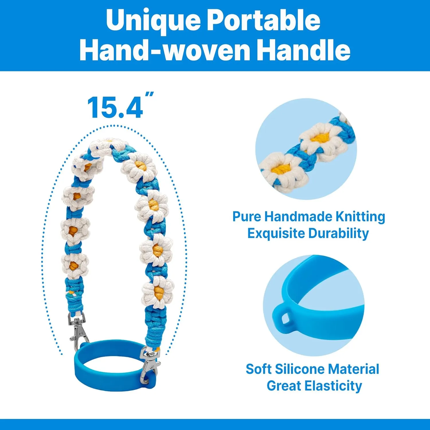 Water Bottle Handle Strap Compatible with Owala, Stanley, Handle Strap for Stanley Cup, Hydro Flask and Most 12-40oz Water Bottles