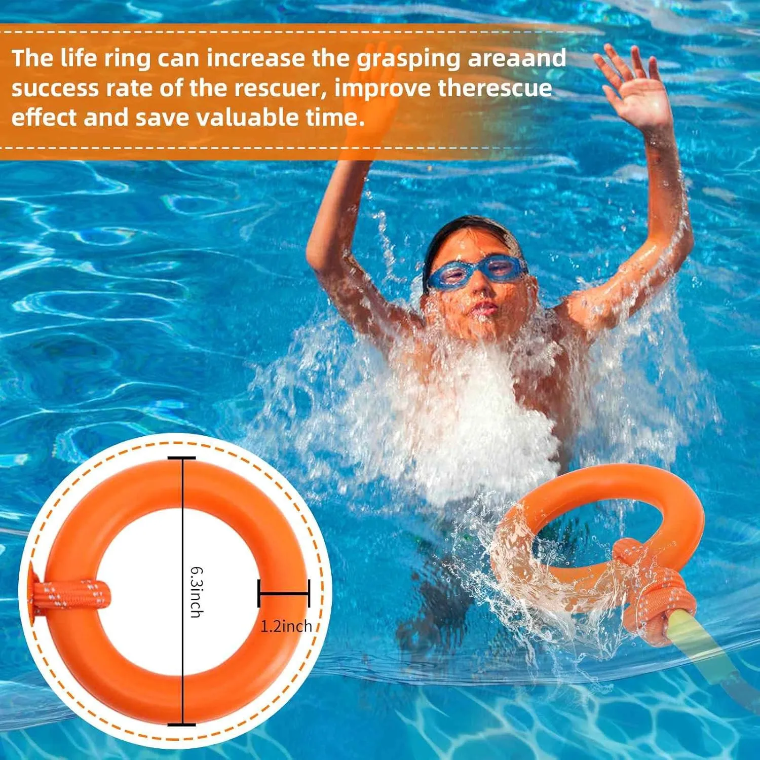 Water Rescue Throw Bag with 50/70/98 Ft of Rope in 8MM Tensile Strength Rated to 1102lbs, Safety Equipment Throwable Device Emergency Rescue for Kayaking, Boating, High Visibility
