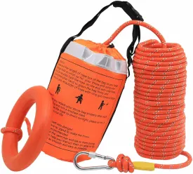 Water Rescue Throw Bag with 50/70/98 Ft of Rope in 8MM Tensile Strength Rated to 1102lbs, Safety Equipment Throwable Device Emergency Rescue for Kayaking, Boating, High Visibility