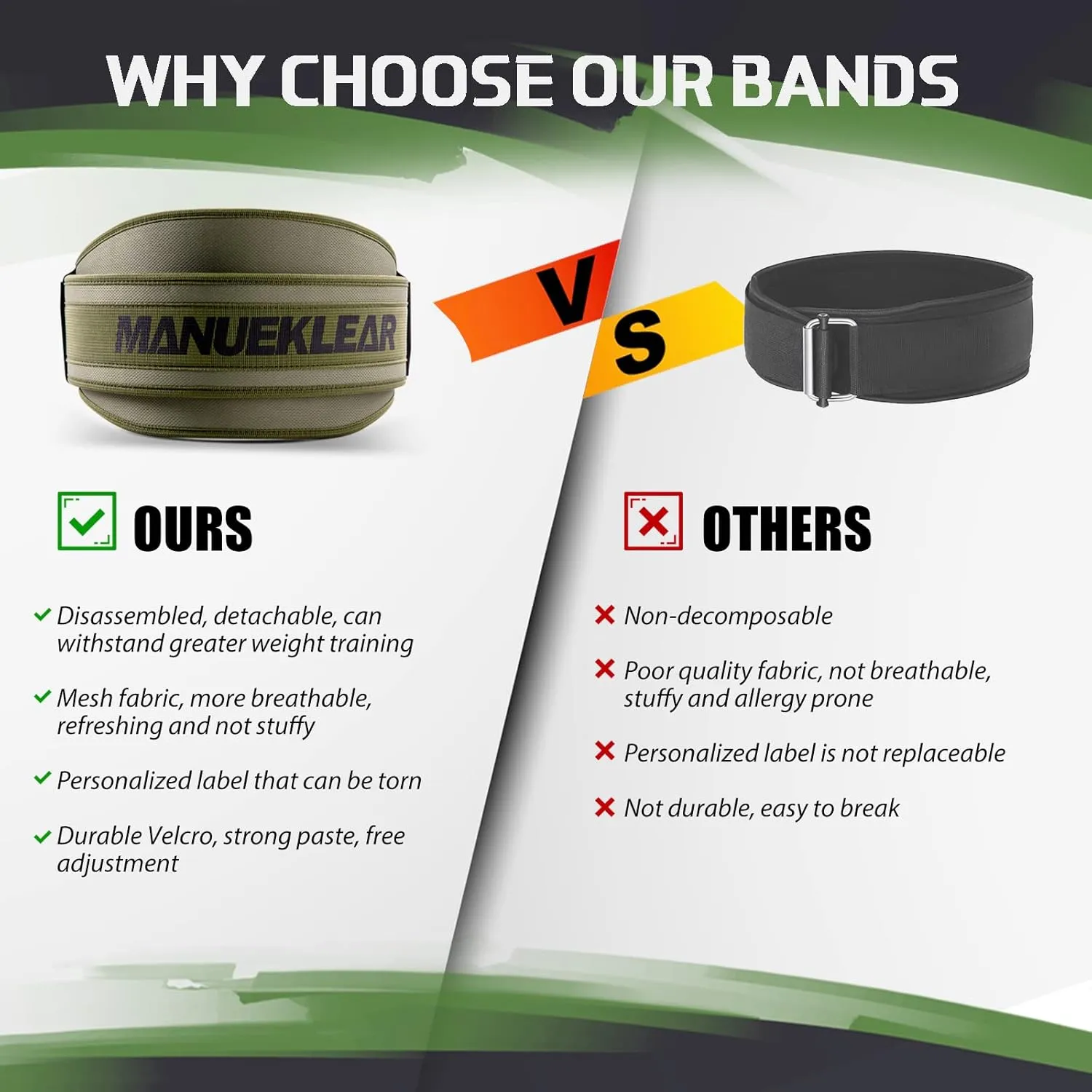 Weight Lifting Belt, Lifting Belts for Women Men, MANUEKLEAR Weightlifting Belt Quick Locking Back Support for Bodybuilding, Fitness, Powerlifting, Cross Training, Squats, Workout, Exercise