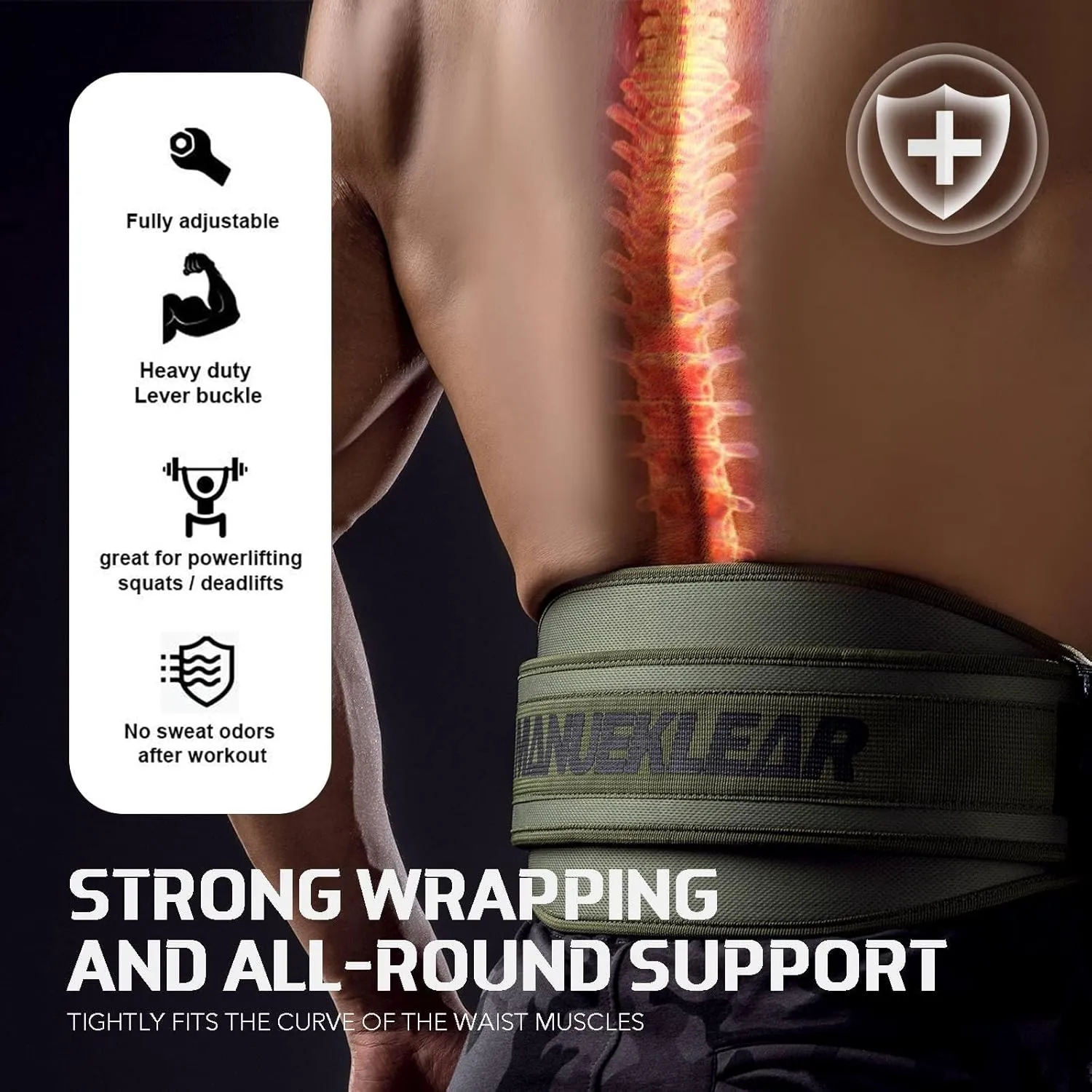 Weight Lifting Belt, Lifting Belts for Women Men, MANUEKLEAR Weightlifting Belt Quick Locking Back Support for Bodybuilding, Fitness, Powerlifting, Cross Training, Squats, Workout, Exercise