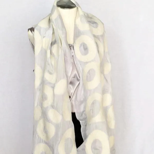 White Kyrgyz Felted Silk Scarf/Shawl