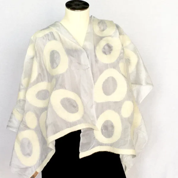 White Kyrgyz Felted Silk Scarf/Shawl