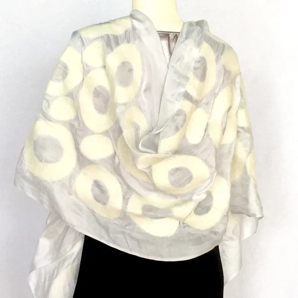 White Kyrgyz Felted Silk Scarf/Shawl