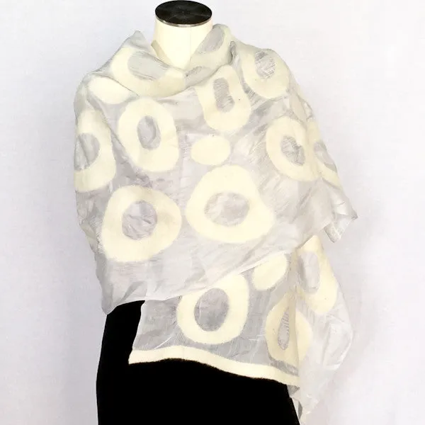 White Kyrgyz Felted Silk Scarf/Shawl