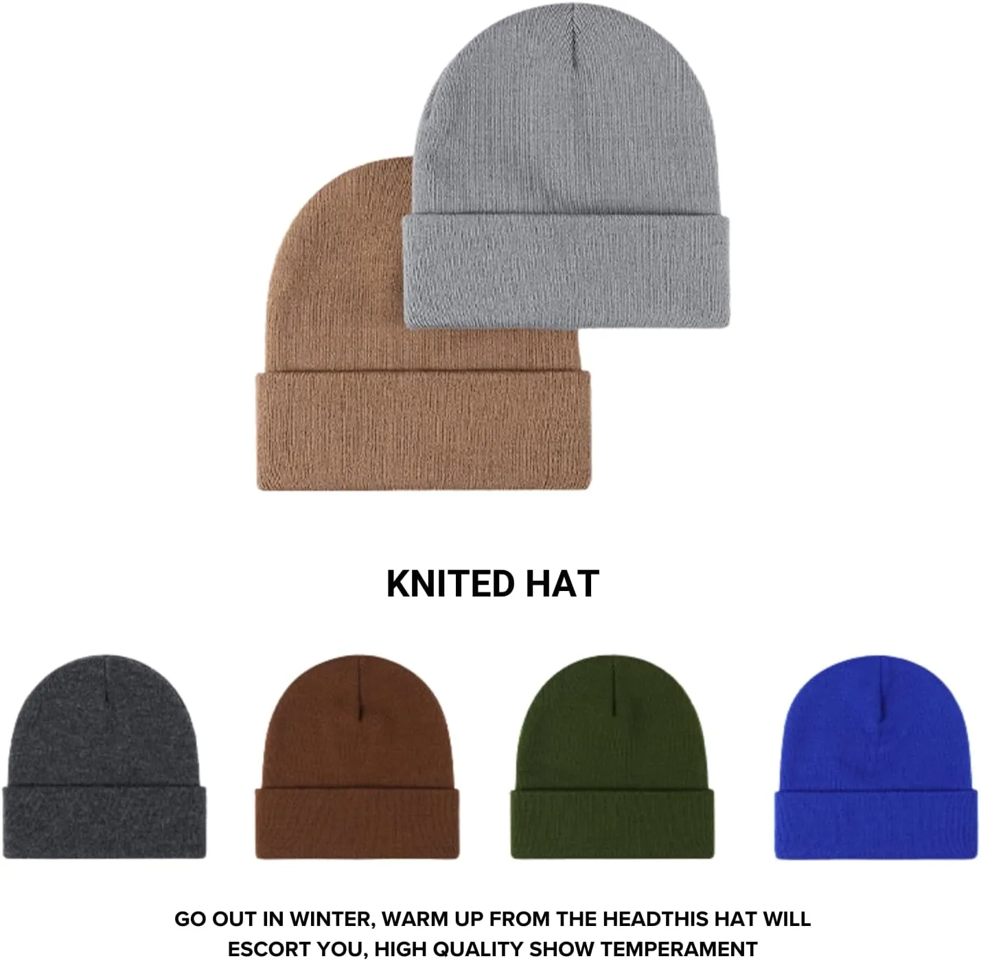 Winter Thermal Black Beanie, Windproof Wool-Blend Unisex Hat, Warmth & Non-Slip Design for Hiking, Skiing