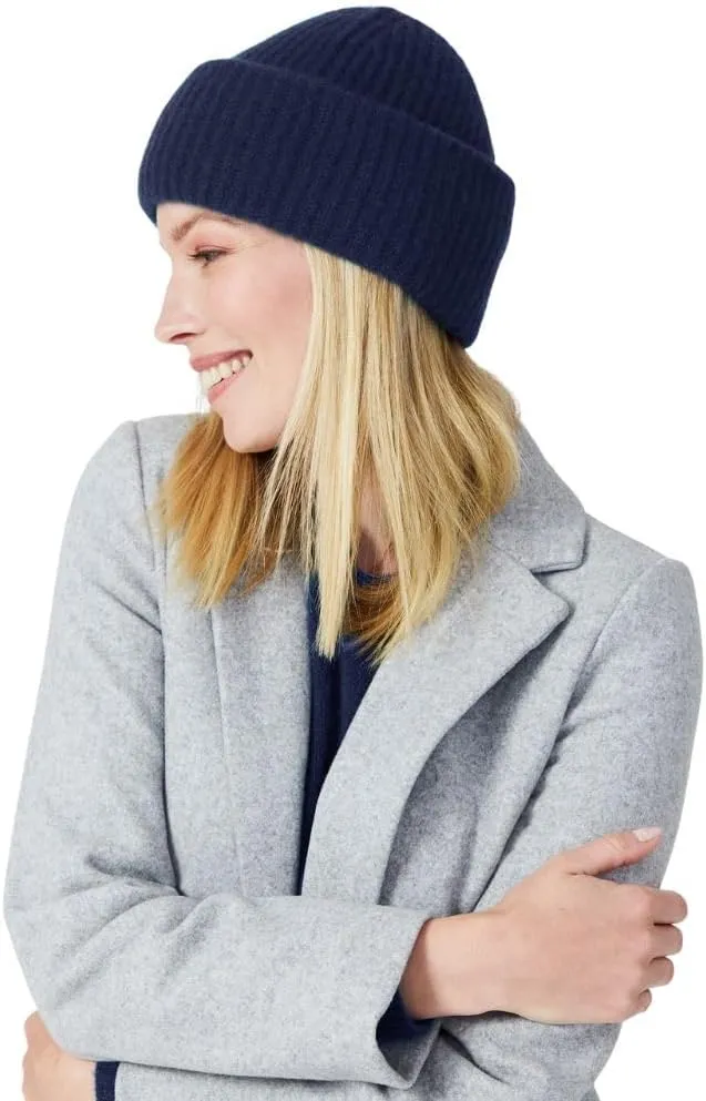 Womens Chunky Knit Beanie, 100% Cashmere, Soft & Stretchy, Warm Hat for Autumn, Winter, Spring