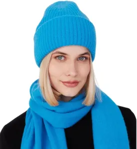Womens Chunky Knit Beanie, 100% Cashmere, Soft & Stretchy, Warm Hat for Autumn, Winter, Spring