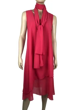 Women's Dresses Coral Chiffon Quality Flattering Design Shawl Included Made In Canada By Designer Yvonne Marie Boutiques