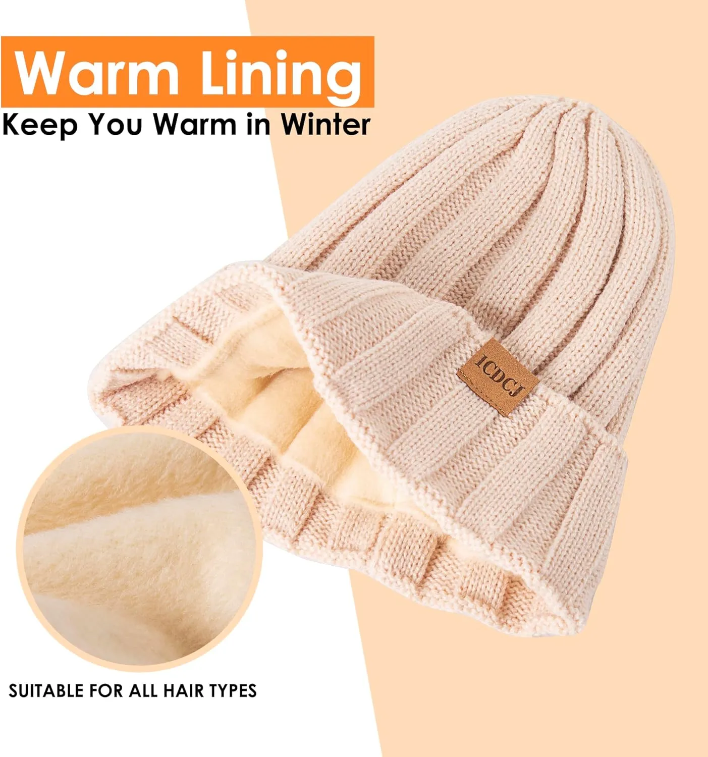 Womens Winter Beanie Warm Hat Scarf Touchscreen Gloves Set with Fleece Lined Skull Caps Gifts for Women Men